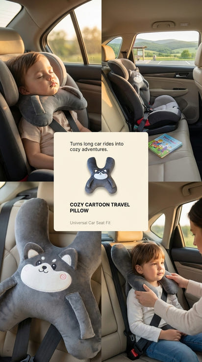 Cozy Cartoon Travel Pillow for Kids